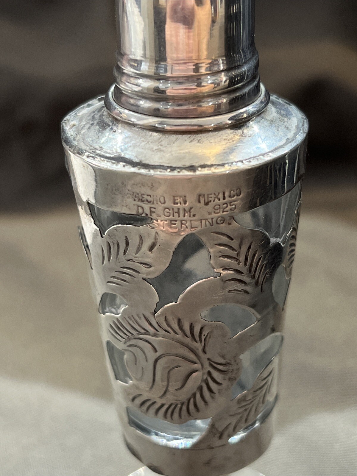 Vintage Mexico Sterling Silver Overlaid Signed D.F GHM Salt and Pepper Shakers