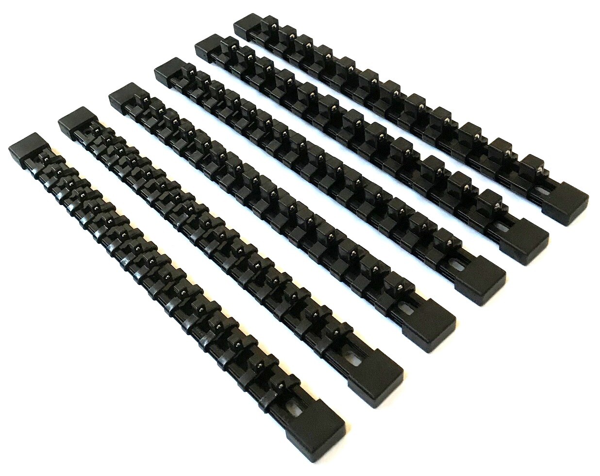 6 GOLIATH INDUSTRIAL MOUNTABLE SOCKET RAIL HOLDER ORGANIZER BLACK 1/4 3/8 1/2