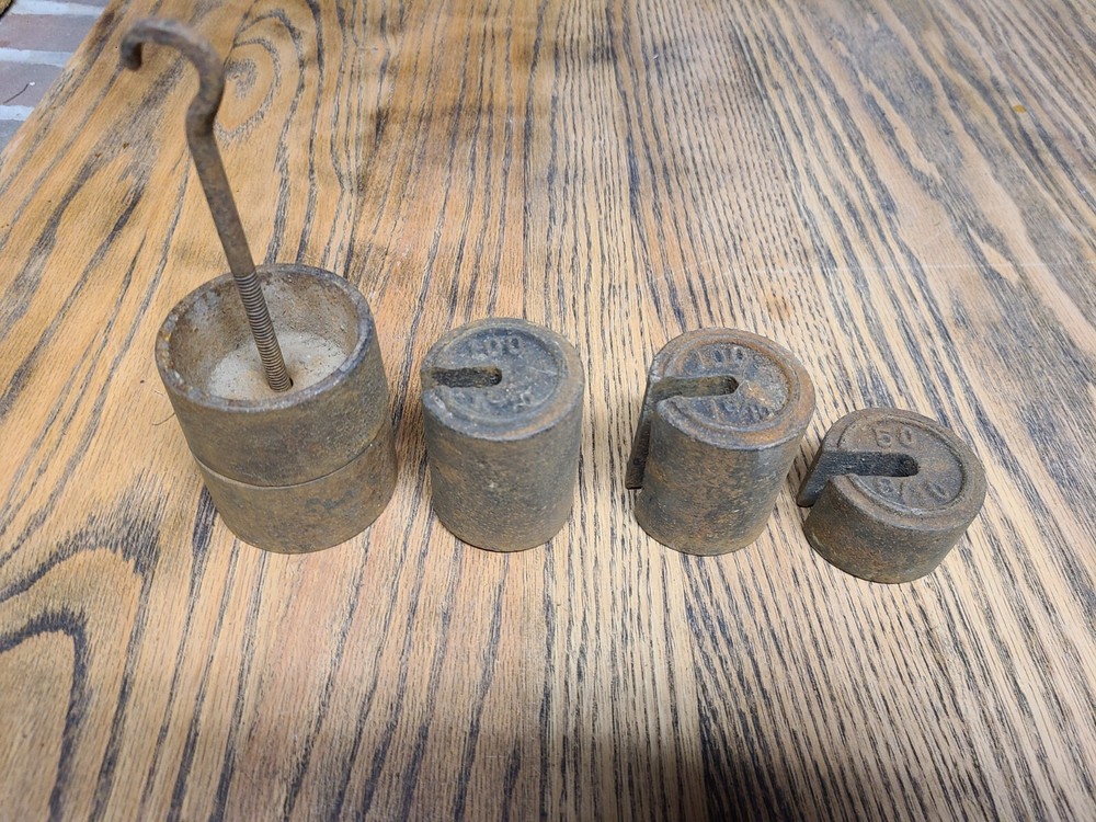 Vintage Scale Weights Cast Iron Antique