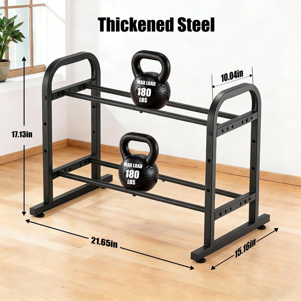 2-Tier Heavy Duty Dumbbell Rack, 180 Lbs Per Shelf Capacity, Adjustable Width...
