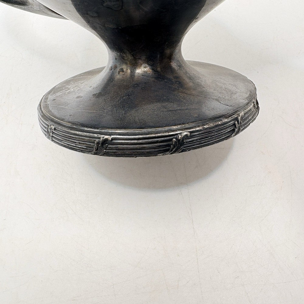 Vintage Silver Plate Footed Teapot Art Deco Style Pedestal Base Angular Handle