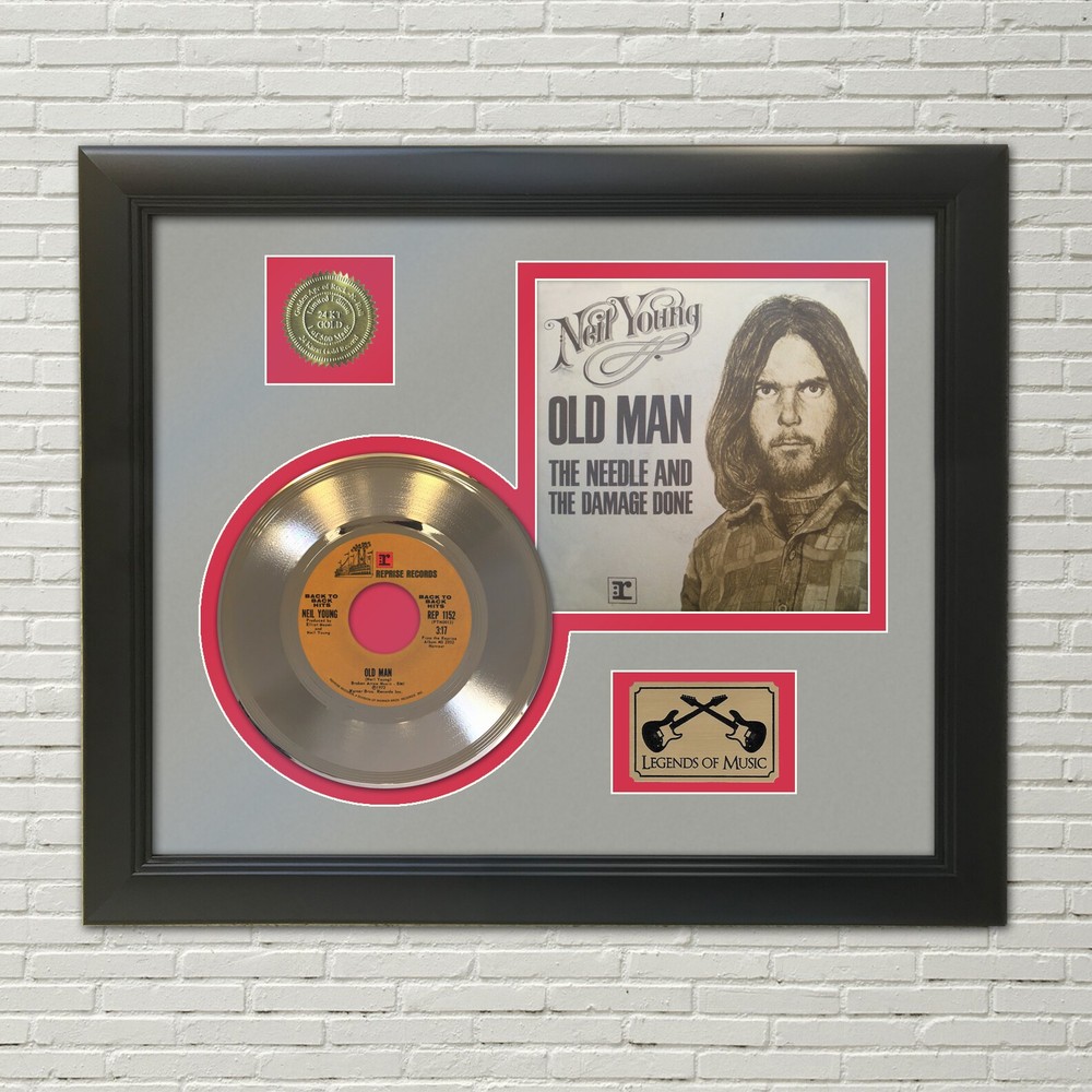 Neil Young Old Man Framed Picture Sleeve Gold 45 Record Display M4