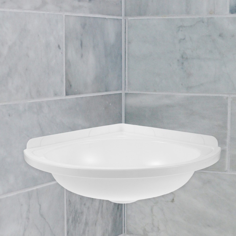 Corner Wall Mounted Bathroom Sink White Plastic Triangular Vessel Basin