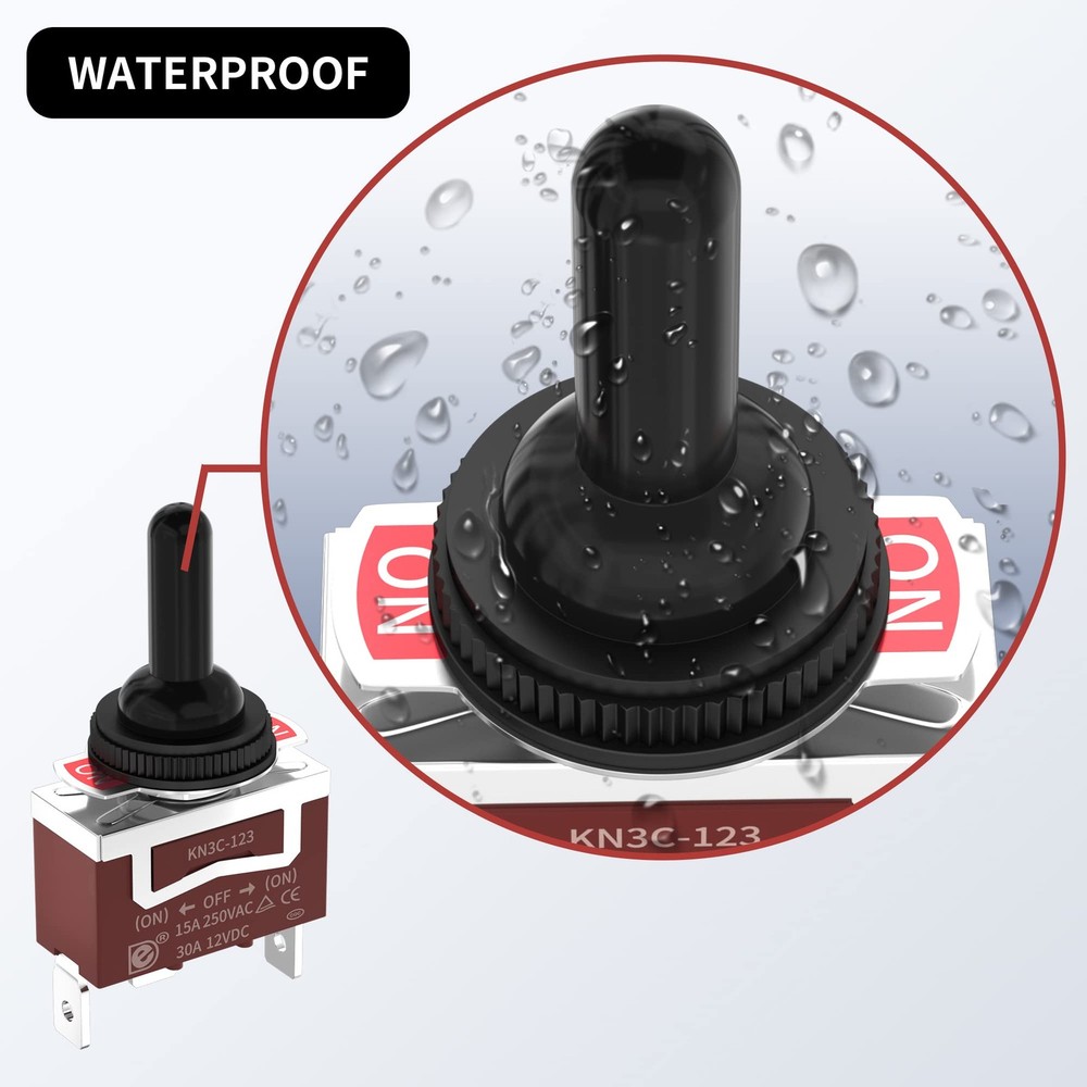 12 Volt Momentary Toggle Switch (ON)-Off-(ON) 3 Way Waterproof Toggle Switch ...