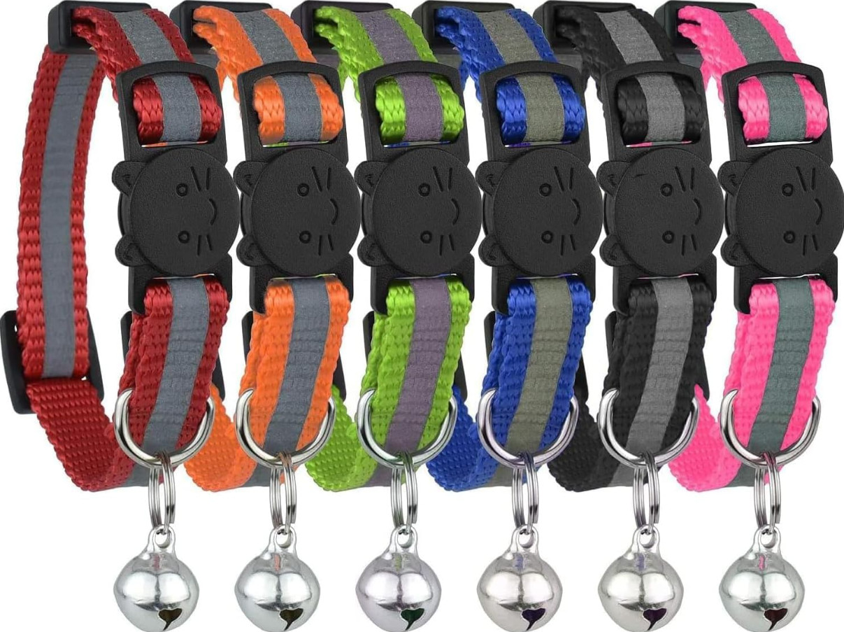 Cat Collar With Bell 6 Pack Durable Breakaway Adjustable Reflective Cat Collars.
