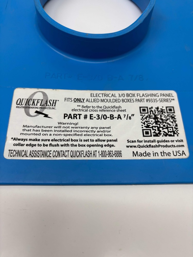 15 Pack QUICKFLASH Part E-3/0-B-A 7/8 ELECTRICAL FLASHING PANELS