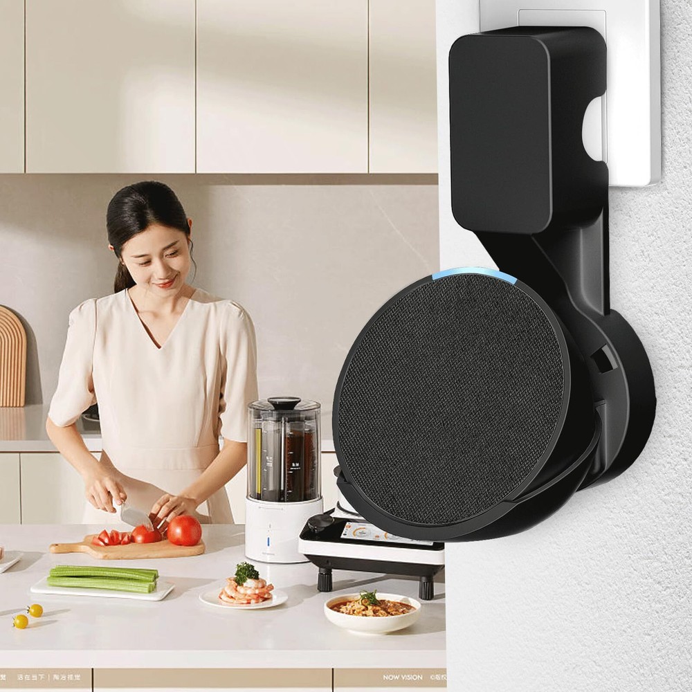 Wall Mount Holder for Echo Pop Outlet Hanger Stand with Cable Management Black