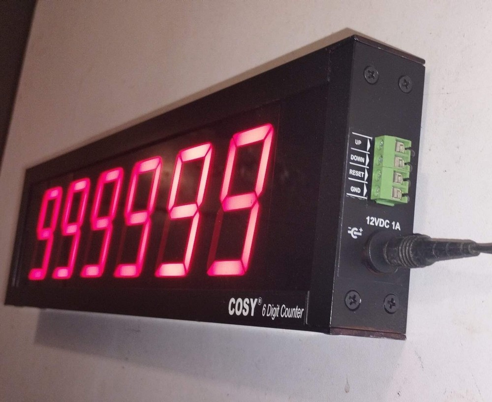 6 DIGIT PRODUCTION COUNTER DISPLAY in 4" High LED Digits