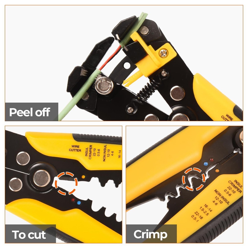 Self-Adjusting Insulation Wire Stripper Cable Cutter Crimper Terminal Tool 8"