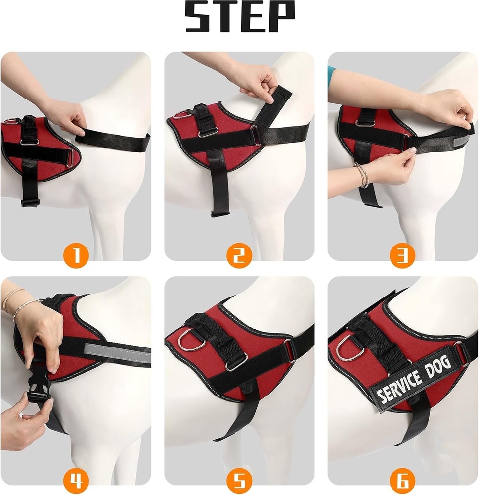 Service Dog Harness, No Pull Reflective Adjustable Vest with Handle, Soft Bre...