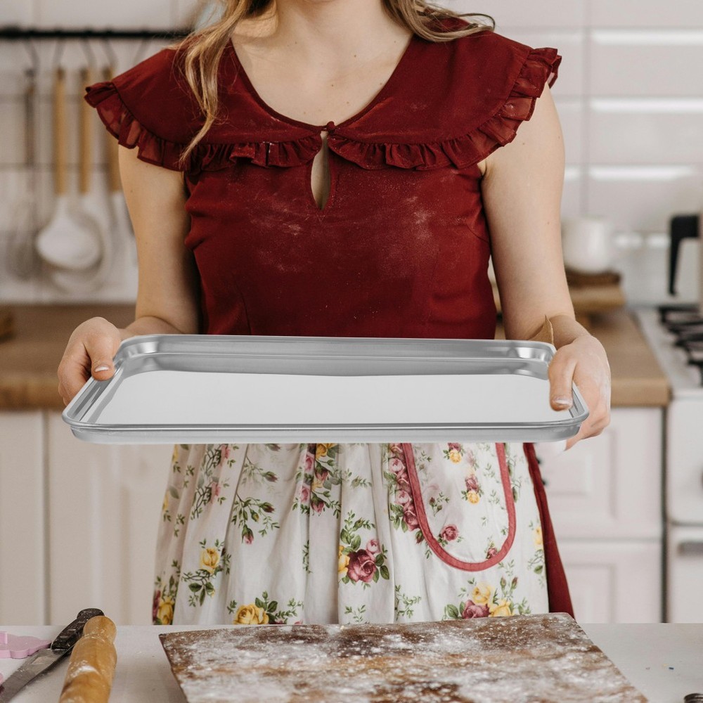 1Pc Large Stainless Steel Baking Tray Rectangular Baking Tray for Restaurant UK