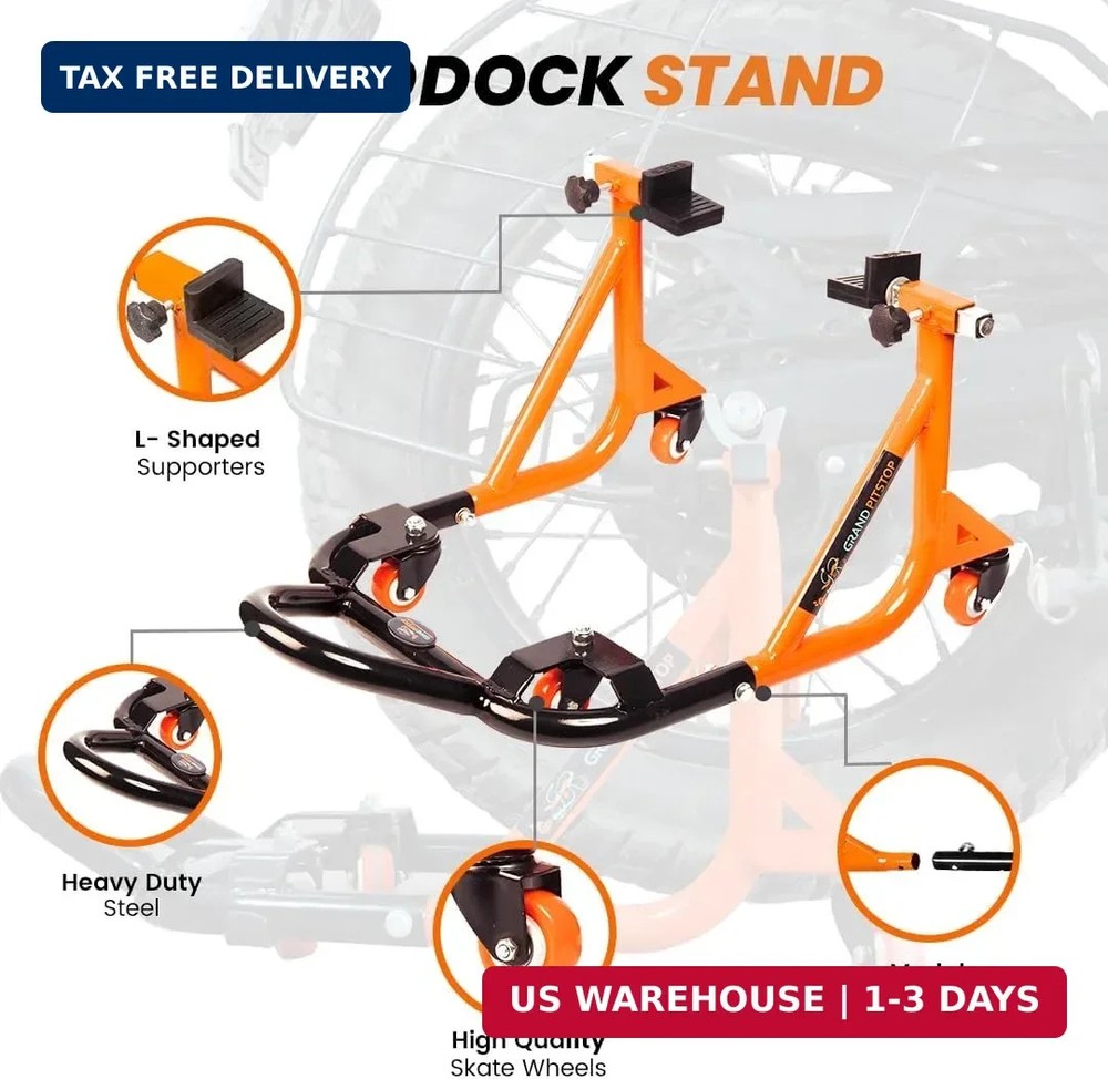 Universal Adjustable Rear Paddock Stand for Motorcycle with Swingarm Rest 360° D