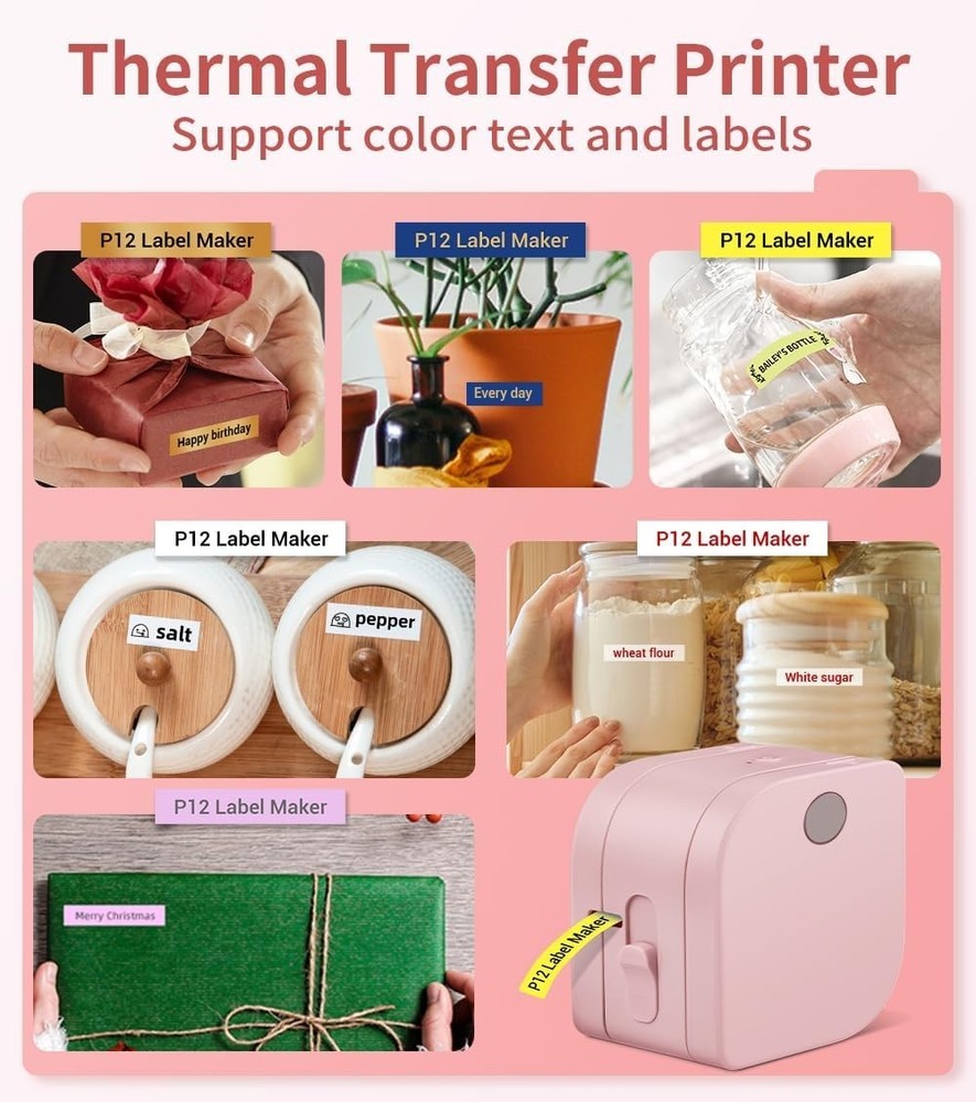 P12 Bluetooth Label Maker - Compact Printer for DIY Crafts & Home Organization