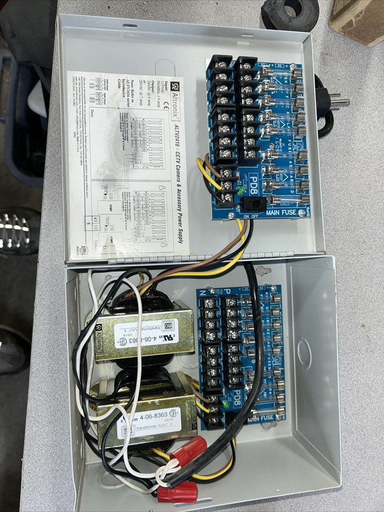 Altronix Camera Power Supply Box (Model ALTV2416) with Power Cable & Fuse Panel