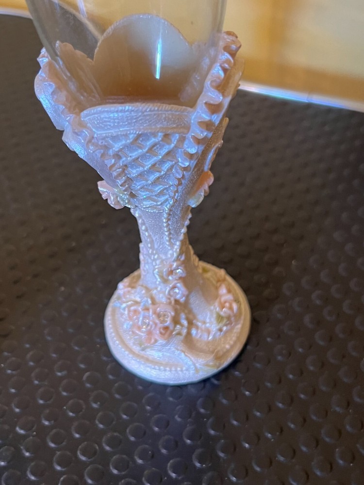 Wedding Celebration Server Set and Goblets Rose Bead Poly New