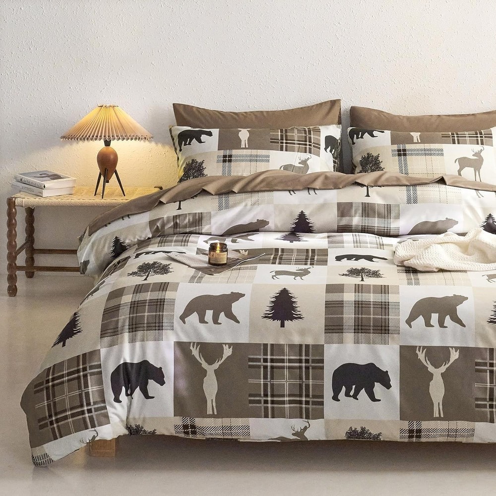 3 Piece Rustic Comforter Set - Lightweight Cabin Bedding for -Round Comfort