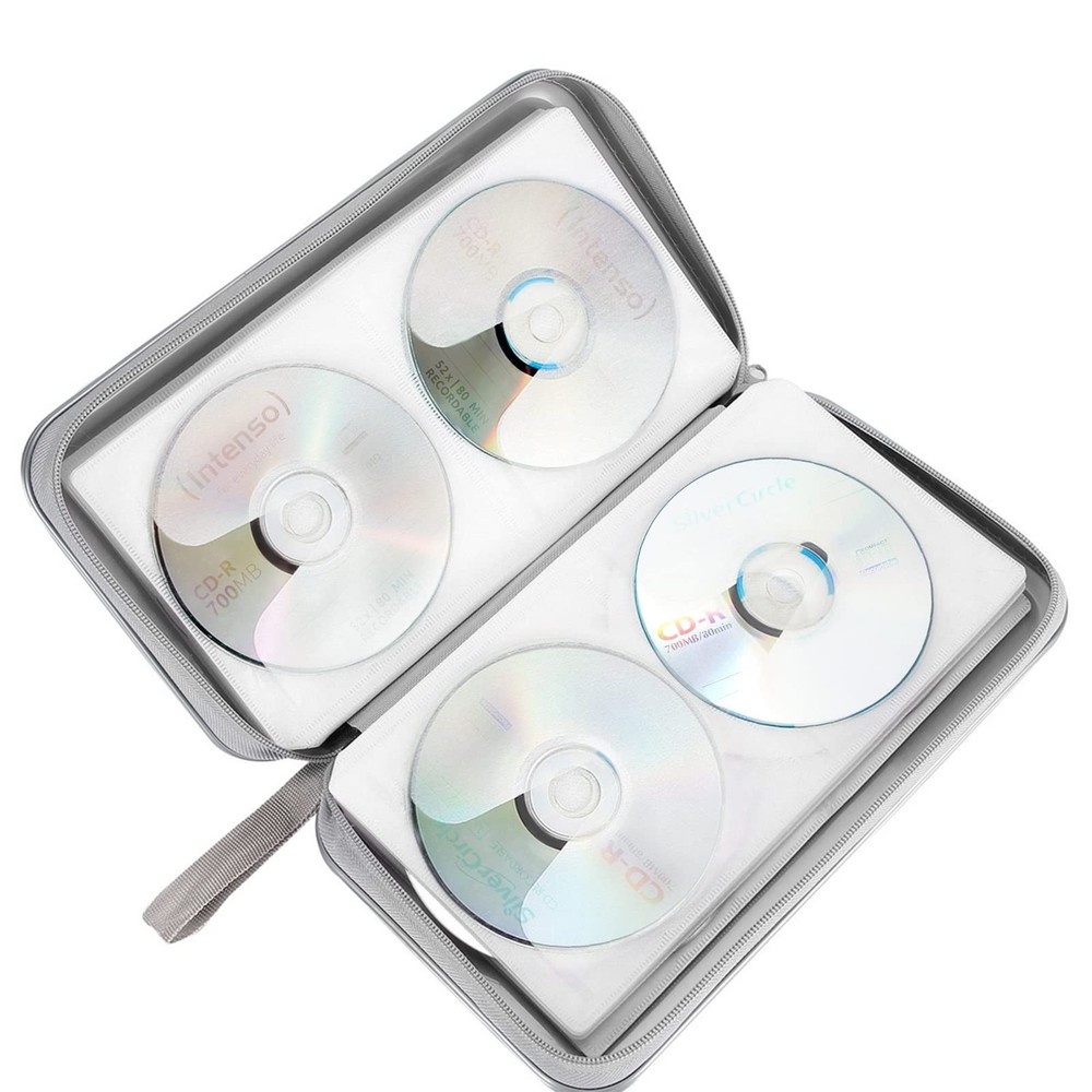 Siveit CD Case Holder, 80 Capacity CD/DVD Holders 80 Capacity, Silver