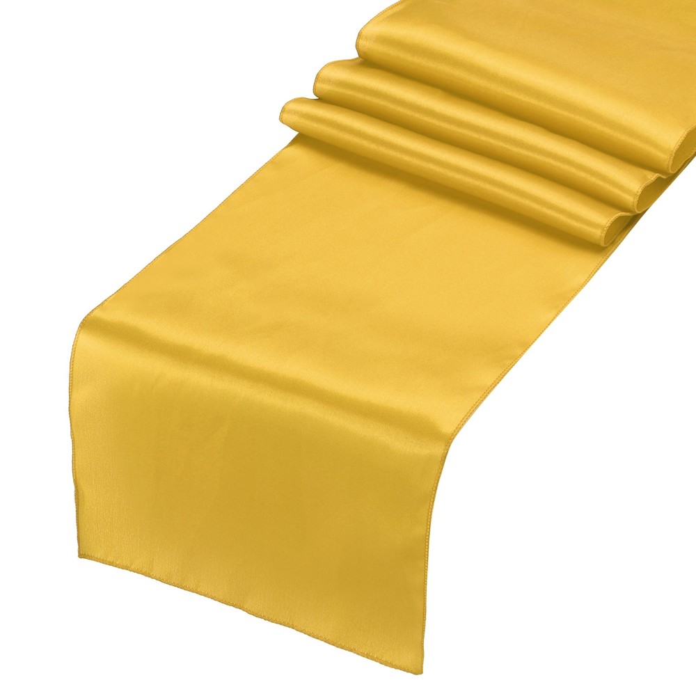2 Pcs Gold Satin Table Runner 12" x 108" Romantic Silk Table Runner