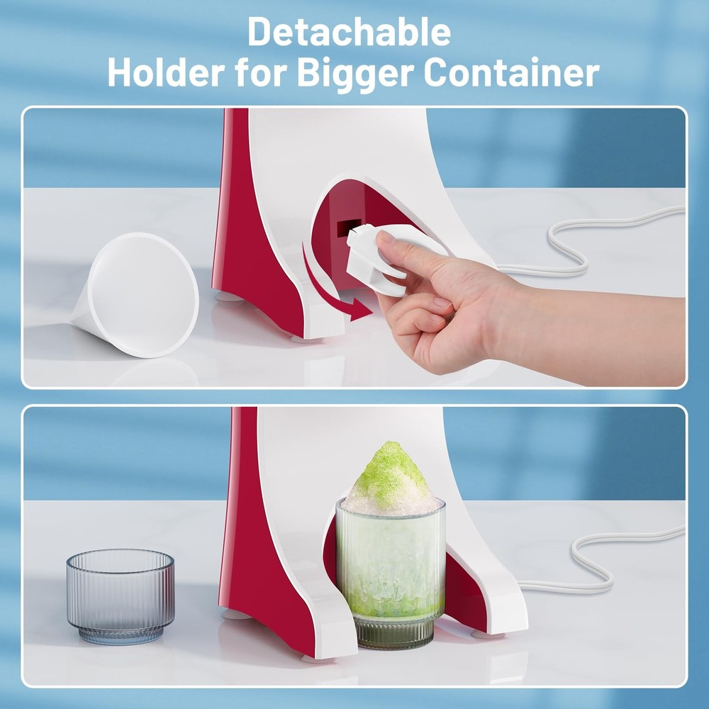 Shaved Ice Machine with 3 Reusable Plastic Cups, Table-Top Slushie Machine fo...