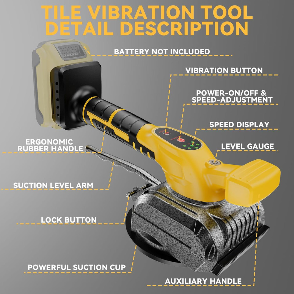 Tile Vibration Tool for Dewalt 20V Battery, Cordless Tile Leveling Machine, Tile