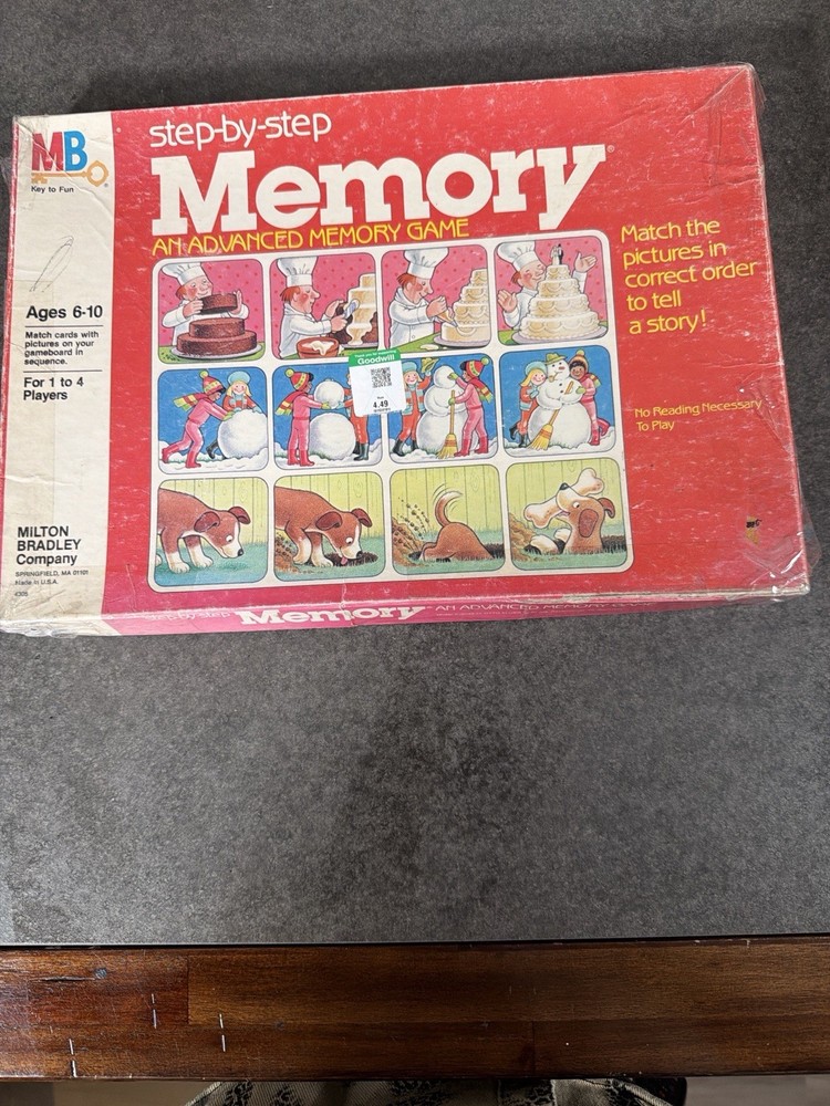 Vintage Milton Bradley Step By Step Memory Advanced Game Complete 1983