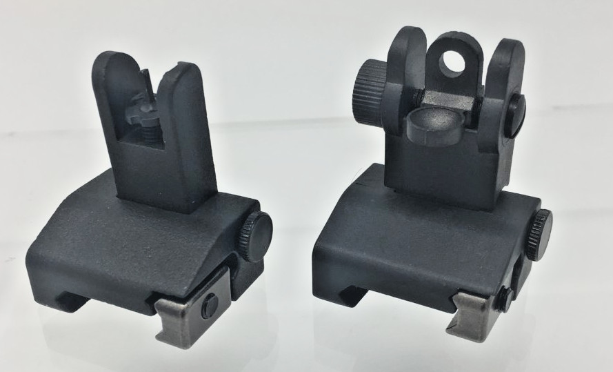 Polymer Flip Up Sights, High Strength, BUIS, Spring Loaded, Adjustable, Black
