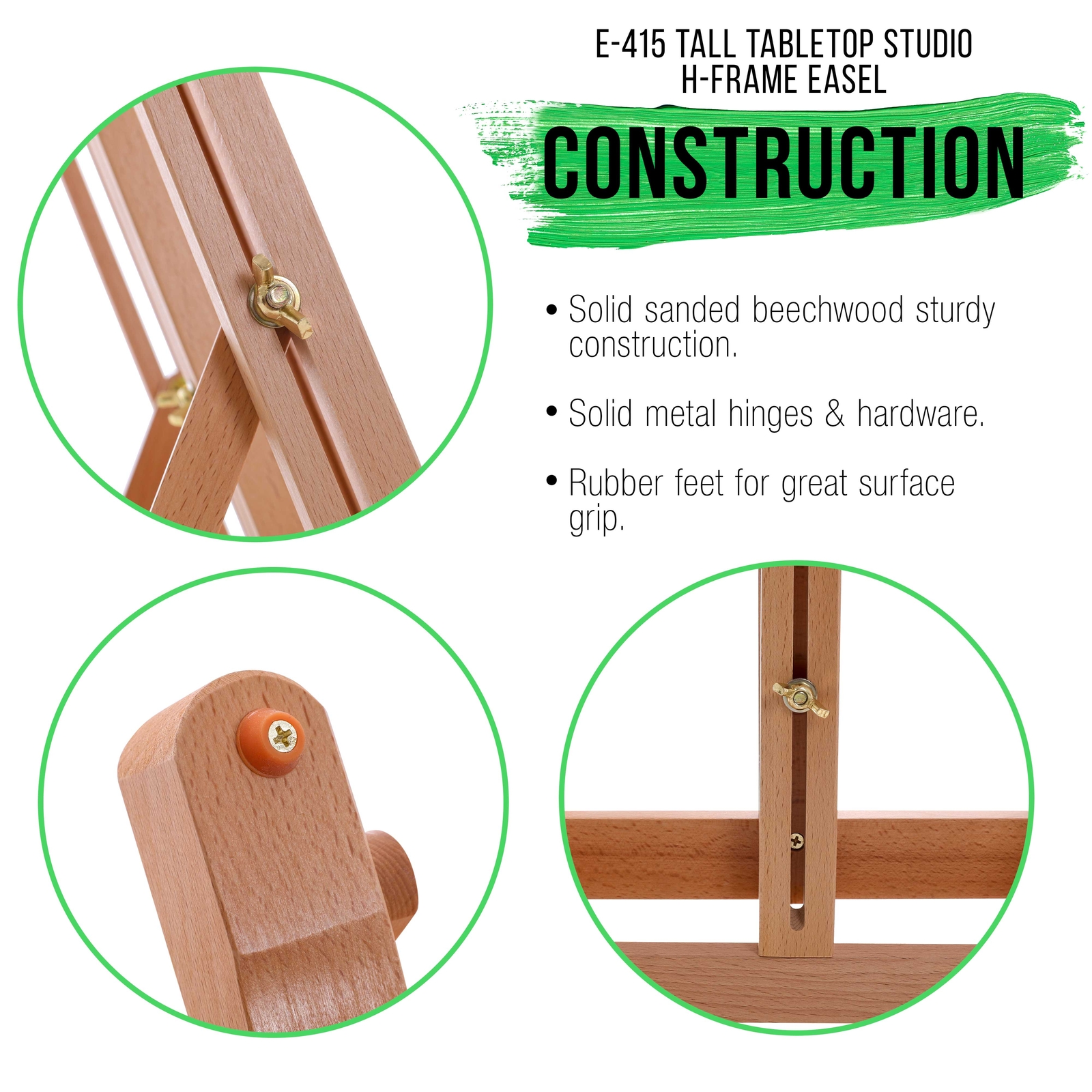 U.S. Art Supply Medium Tabletop Wooden H-Frame Studio Easel Adjustable Beechwood