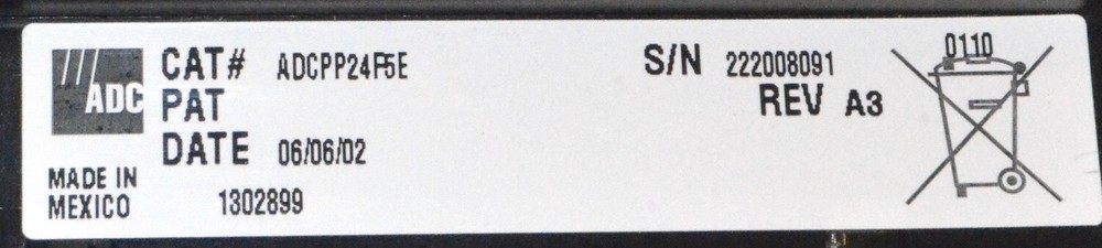 ADC RJ45 Coupler Panel with Rack Ears, 24 ports, 1U, Black *Used* ADCPP24FE