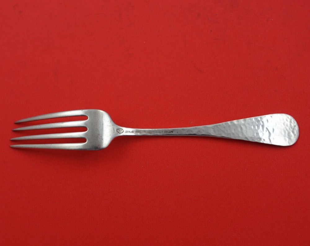 Antique Hammered by John Bellis Sterling Silver Regular Fork Applied "P" 6 5/8"