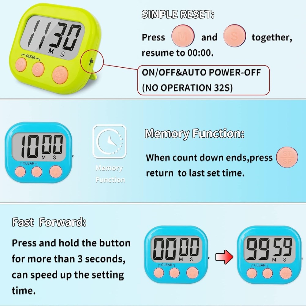 Versatile 2 Pack Classroom Timers with Magnetic Back - Easy Setup for Teachers