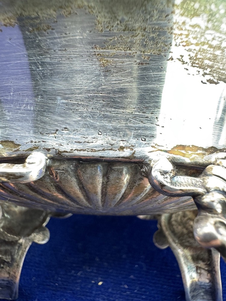 Watson Sterling Co Shell Footed Salt Cellars Pair c1900 115g Solid Silver