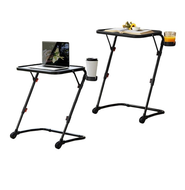 Adjustable Folding Table Portable Small Table Patio Camping/Backyard Black