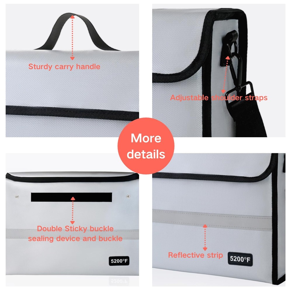 Fireproof Document Bag with Lock Box - Secure Cash, Contracts & Passports Combo