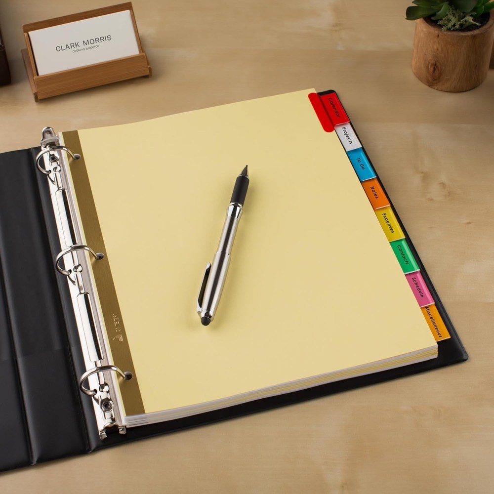 8-Tab Binder Dividers, Insertable Multicolor Big Tabs, 1 Set (11111)
