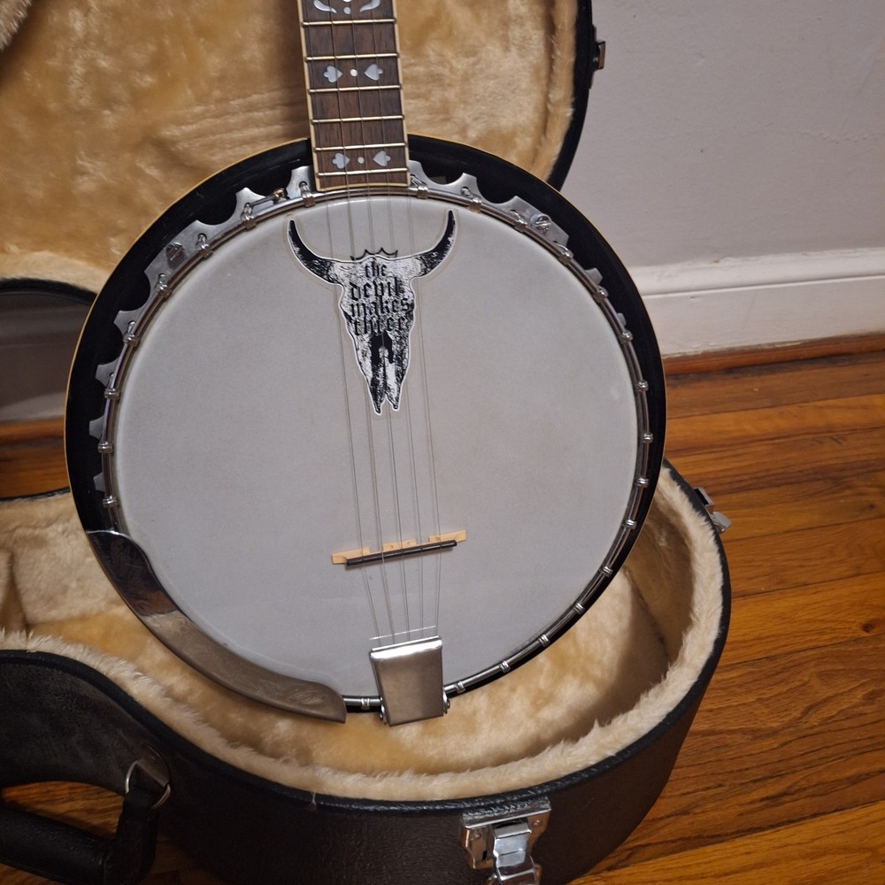 Oscar Schmidt OB-5 Banjo W/ Washburn Hard Leather Case & Extra Strings