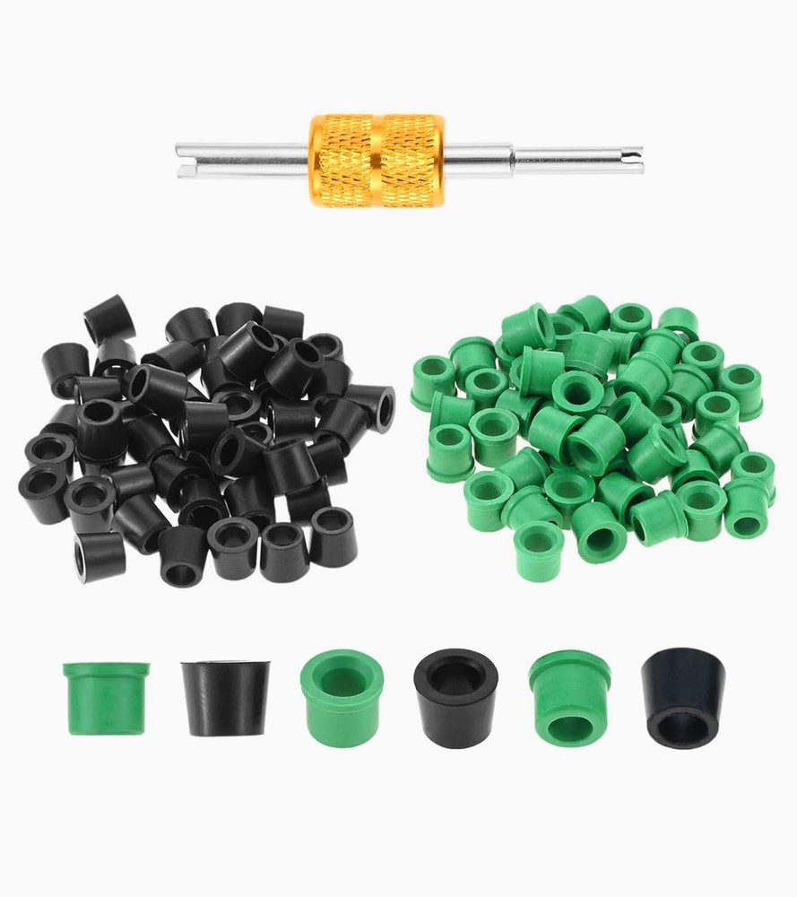 Mtsooning 100 PCS HVAC 1/4" Quick Coupler Charging Gaskets, O-Ring Green