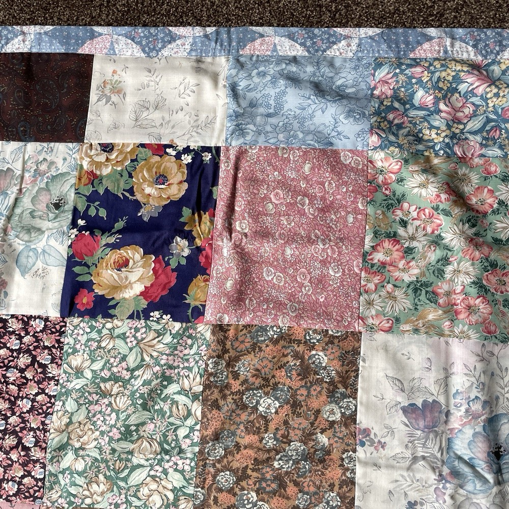 Patchwork Lap Quilt Wall Hanging Handcrafted Machine Stitched 44 x 46 MINT