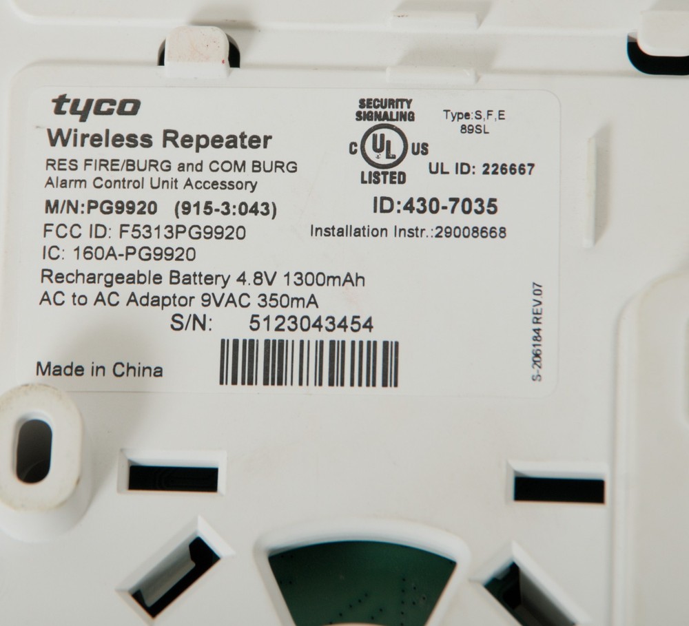 Tyco PG9920 Wireless Repeater for PowerG Security Systems