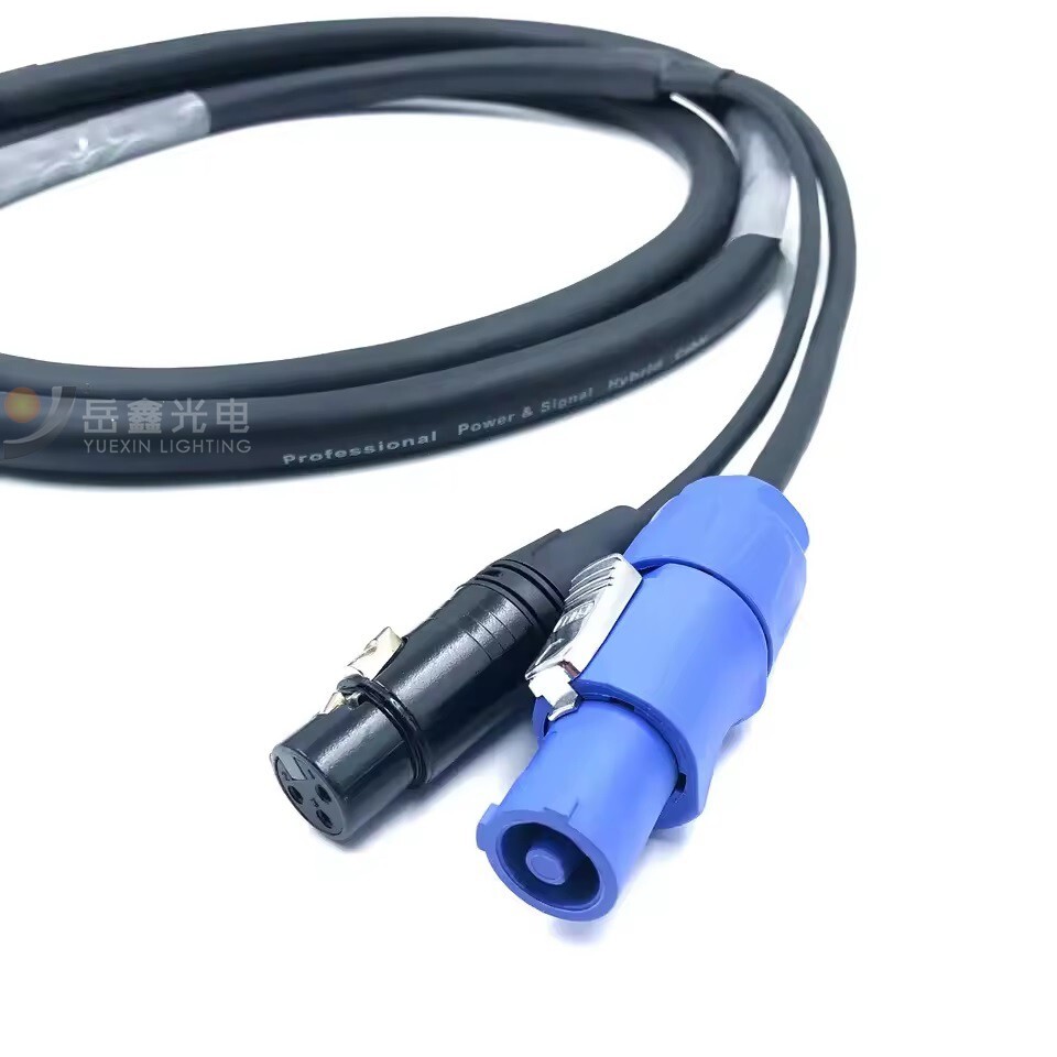 5-Pack 5Ft 3-Pin DMX Powercon Dmx Combo Cable XLR Cable+Powercon Cable