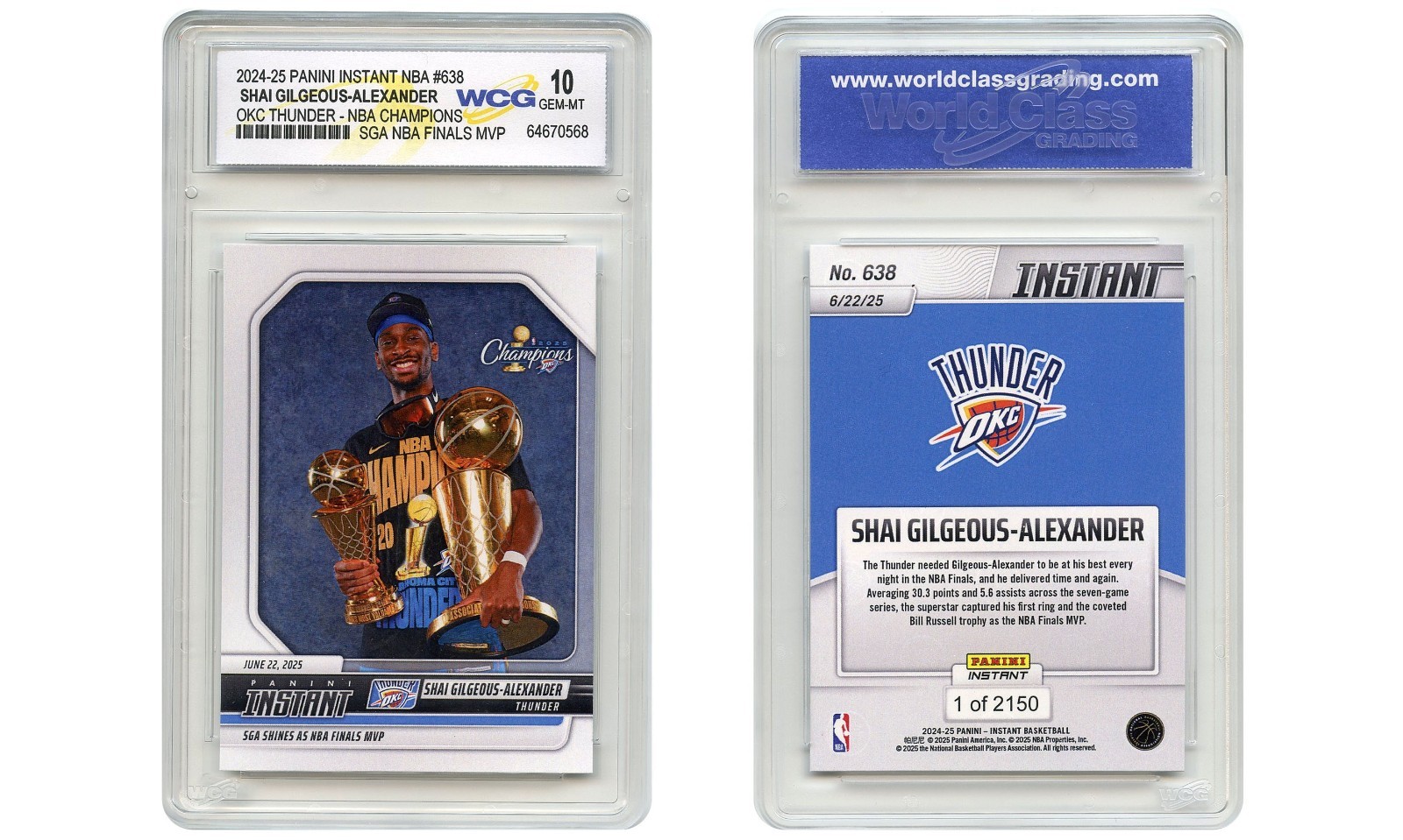 2025 Panini SHAI GILGEOUS-ALEXANDER Thunder NBA Finals MVP Card #638 GEM-MINT 10