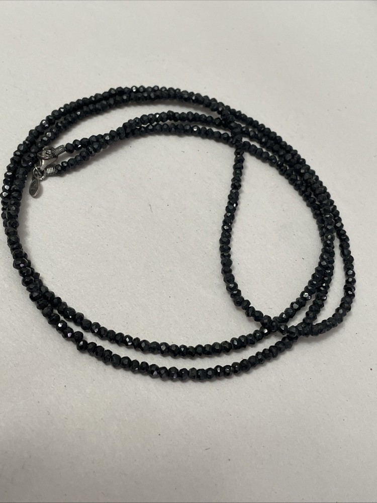 925 Crystal Bead Necklace 36” Long
