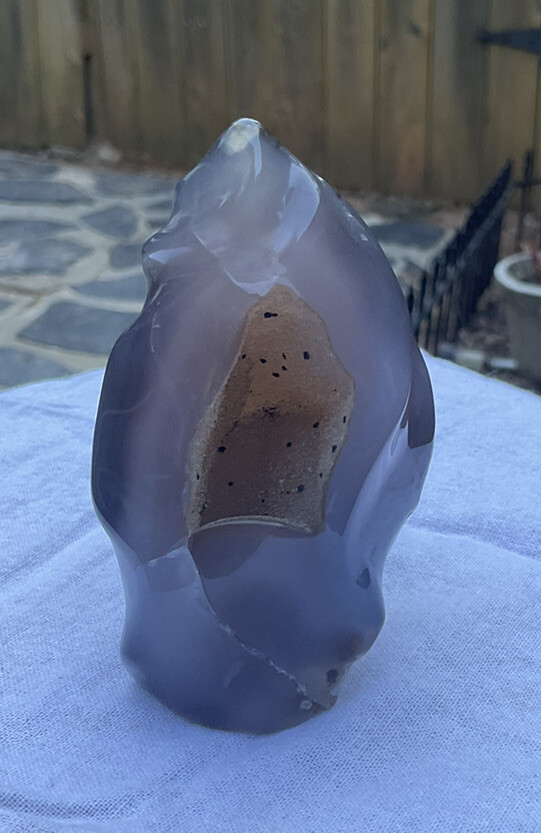Orca Black Agate Flame Crystal with Druzy  US SELLER!