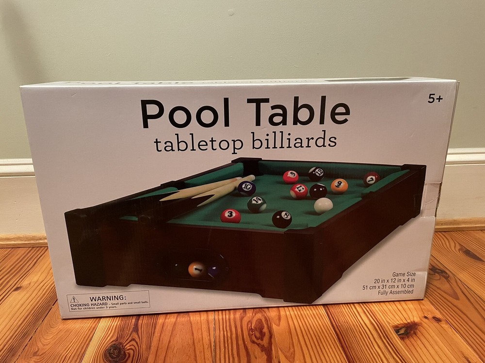 Tabletop Billiards Pool Table - 20"x12" Mini Set - New in Box, Fully Assembled