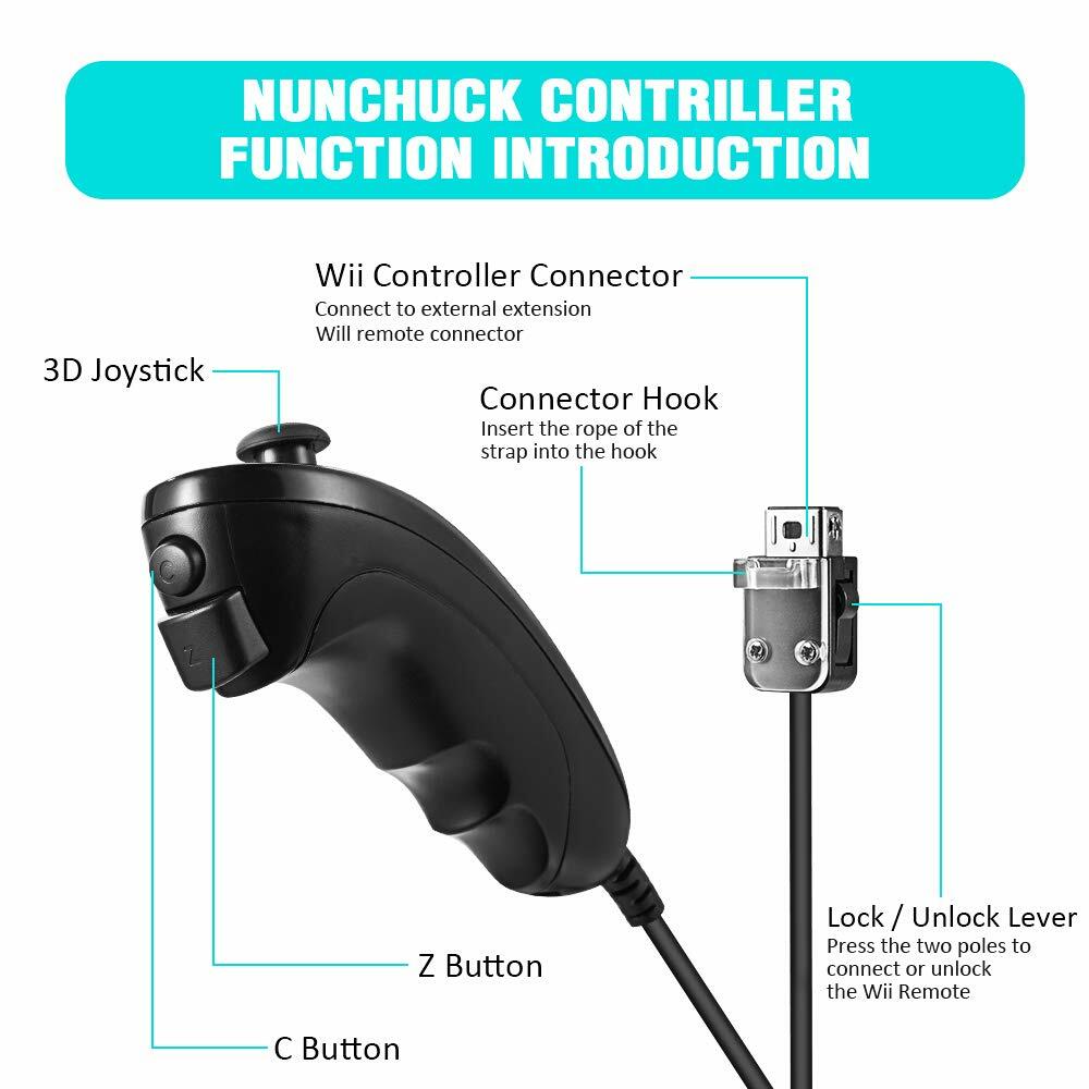 Built in Motion Plus Remote Controller & Nunchuck For Nintendo Wii Wii U + Strap