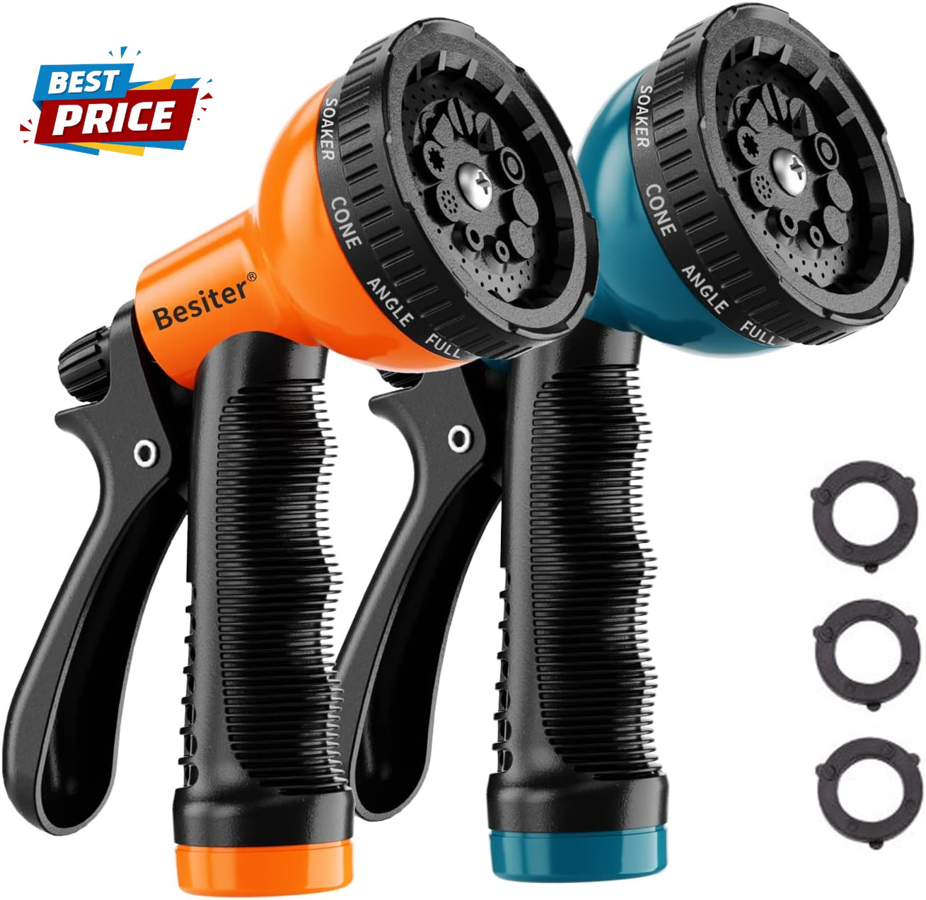 Garden Hose Nozzle Sprayer: 2 Pack 10 Watering Patterns Spray Nozzles Heavy Duty