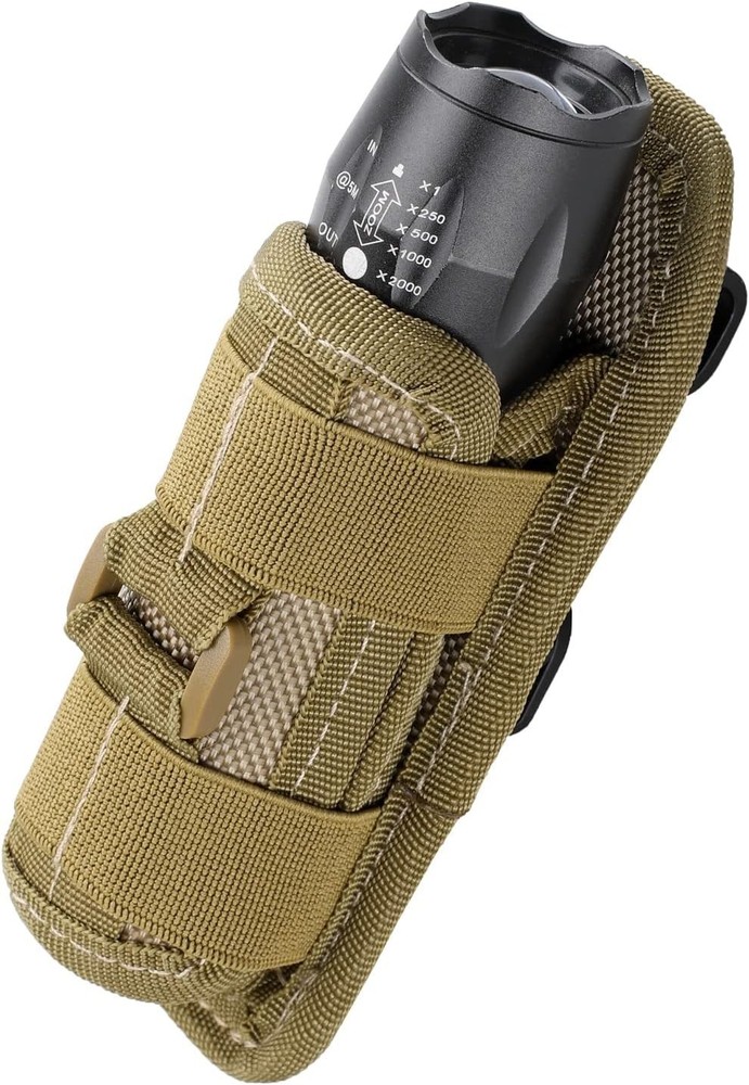 Tactical Flashlight Pouch Holster, Rotatable Flashlight Holder Belt Clip Tact...