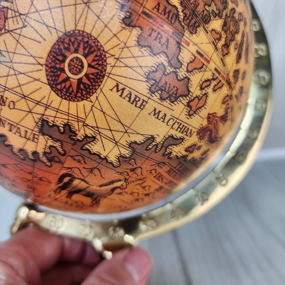 World Globe 9" Tabletop Rotating Brown Tapestry Gothic Cosplays Dungeons Dragons