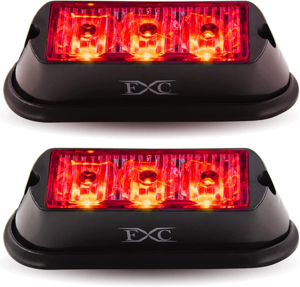 (2PCS 3-LED Strobe Light Red Waterproof Emergency Beacon Flash Lights, Caution B