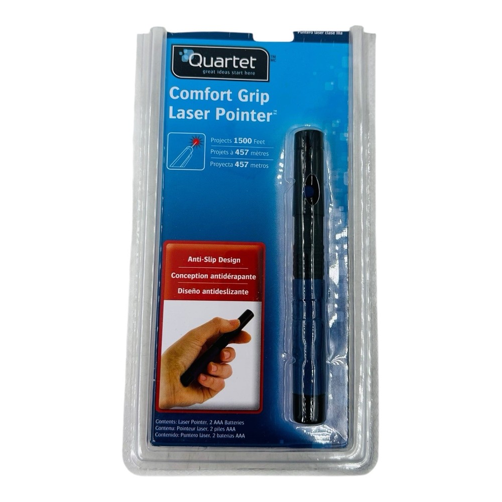 Quartet Comfort Grip Laser Pointer Class 3A Projects 1,500 ft Max Projection
