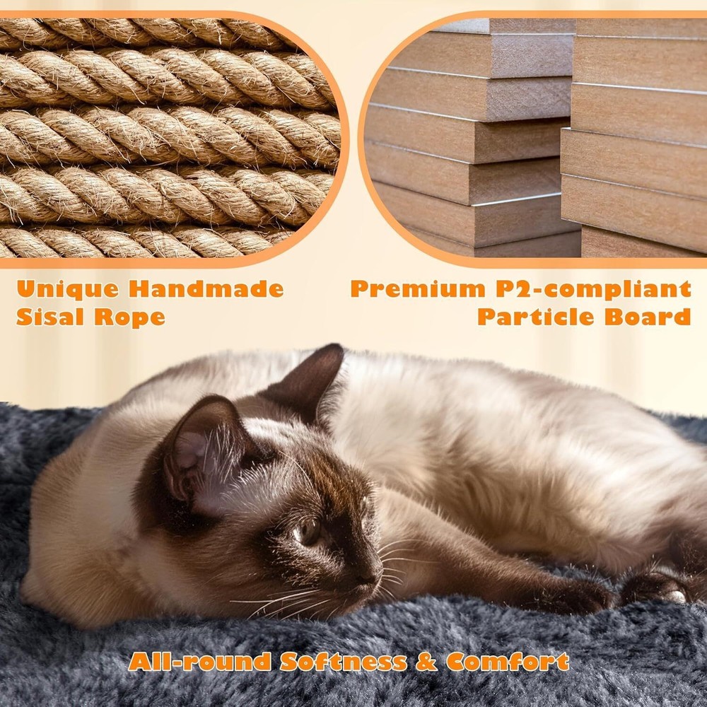 62.2" Cat Tree Tower Activity Condo with Platform & Hammock Scratching Posts US